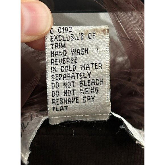 Victoria Harbour Brown Feather Trim Cardigan Sweater Sz XL - Picture 7 of 8